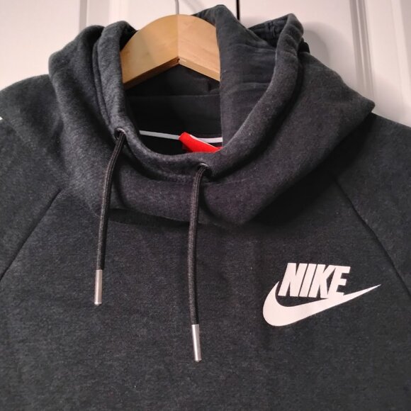 Nike Sportswear Women's Black White Rally Funnel Neck Pullover Hoodie Size S - Picture 3 of 7